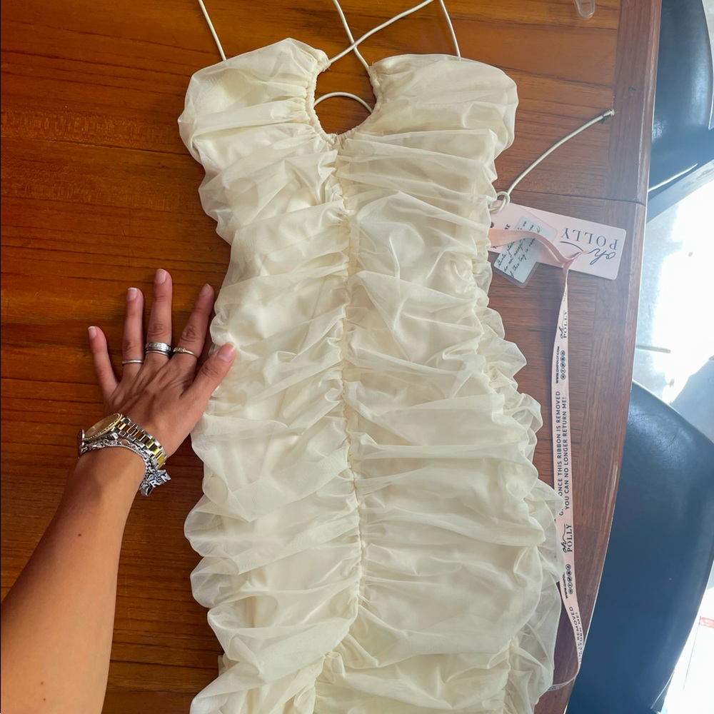 Beautiful elegant Ruched Creme Mini dress Brand:Oh Polly UK Size: 8 US Size: 4